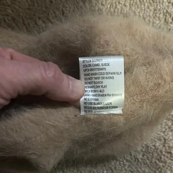 Tan vintage angora and wool blend beret hat - Picture 3 of 3